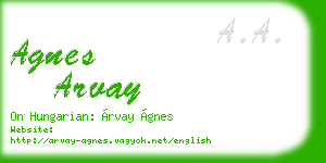 agnes arvay business card